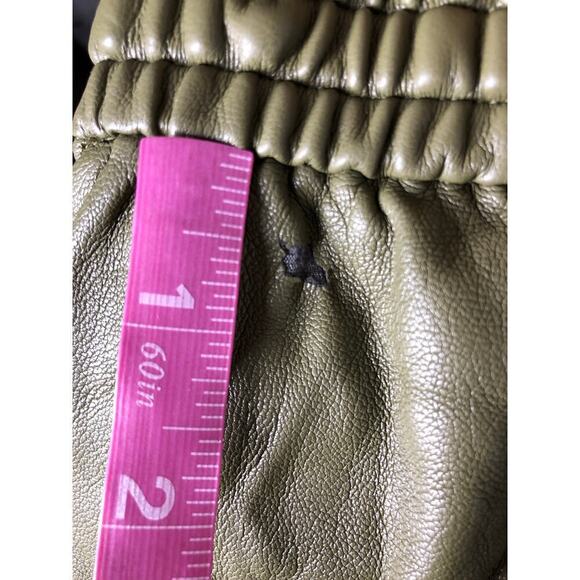 Natori Faux Leather Joggers Pants Pull On Elastic Drawstring Waist Olive XS - Picture 9 of 10